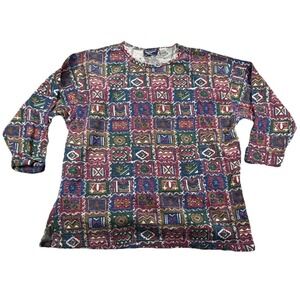 VTG Shirt Best American Clothing Co Southwestern Womens Med Long Sleeve Pullover